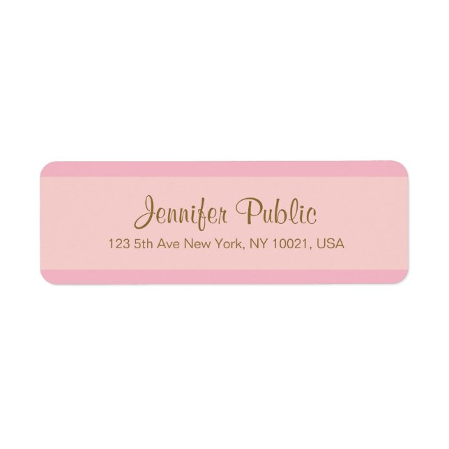 Étiquette Elegant Pink Gold Script Modèle Adresse de retour (Devant)