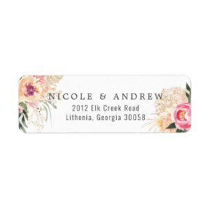 Étiquette Élégant pivoine à l'aquarelle   Mariage floral ros
