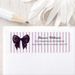 Étiquette Elegant Plum Bow Violet Stripe Label