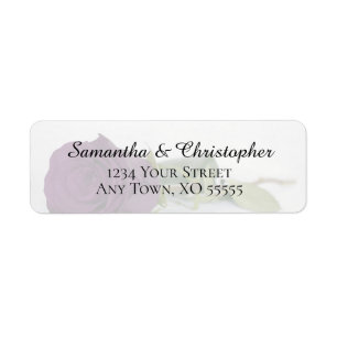 Étiquette Elegant Plum Purple Rose Mariage Adresse de retour