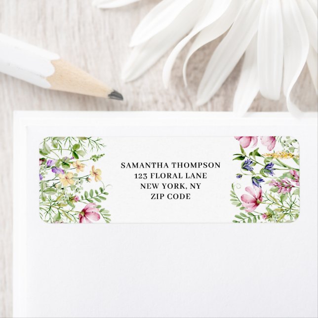 Étiquette Élégant pré floral rose (En situation)