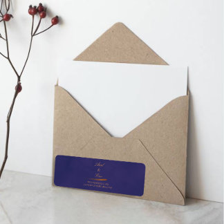 Étiquette Elegant Purple & Gold Agate Mariage Adresse de ret