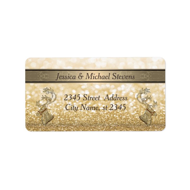 Étiquette Élégant renne de vacances tendance moderne (Devant)