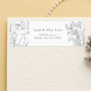 Étiquette Élégant Rococo Floral Français