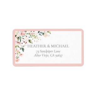 Étiquette Elégant rose Aquarelle Florale Adresse de retour