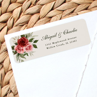 Étiquette Elégant Rose aquarelle Mariage classique