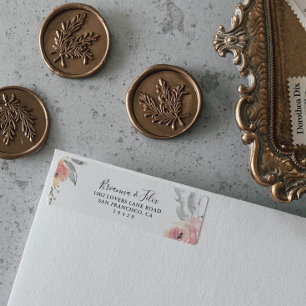 Étiquette Élégant rose Blush Floral Adresse de retour