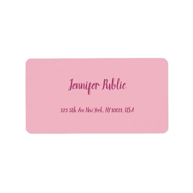 Étiquette Élégant rose clair écriture manuscrite Texte moder (Devant)
