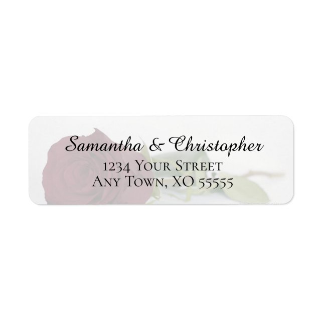 Étiquette Elegant Rose de Bourgogne Mariage Adresse de retou (Devant)