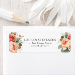 Étiquette Élégant Rose de pêche florale Mariage de automne