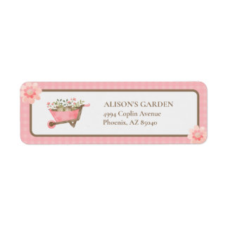 Étiquette Élégant rose En vichy aquarelle Adresse du jardin