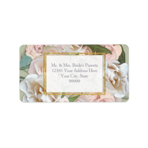 Étiquette Élégant Rose Floral Wreath Parties scintillant or