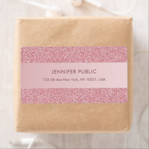 Étiquette Elegant Rose Gold Glitter Trendy Template Shipping