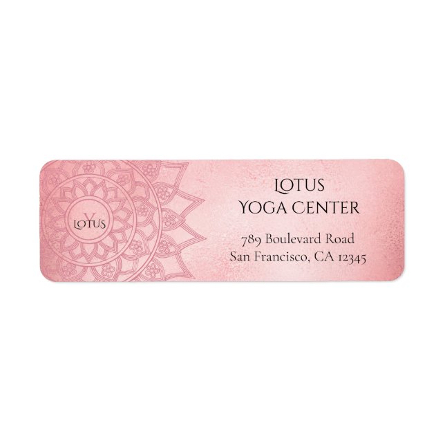 Étiquette Élégant Rose Gold Mandala Monogram Adresse de reto (Devant)
