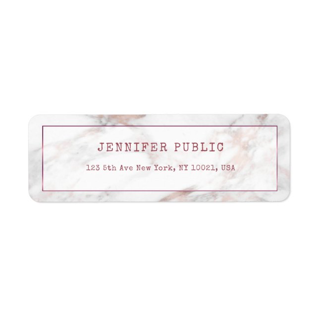 Étiquette Élégant Rose Gold Marble Modèle Adresse de retour (Devant)