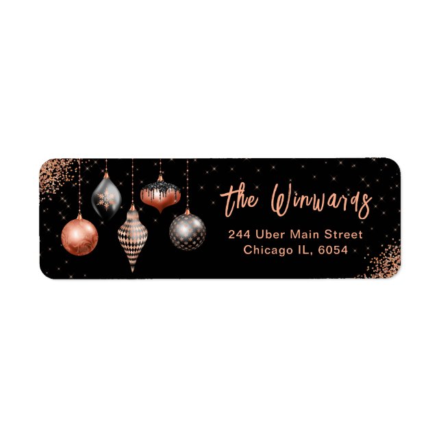 Étiquette Elegant Rose Gold Ornament Christmas (Devant)