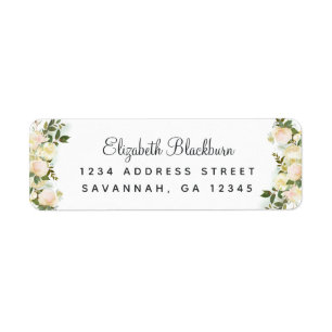 Étiquette Élégant Rose Mariage blanc Adresse de retour