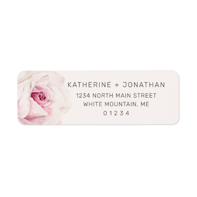 Étiquette Elégant rose rose aquarelle Floral Adresse de reto (Devant)