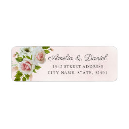 Étiquette Elégant rose Rose  Mariage floral