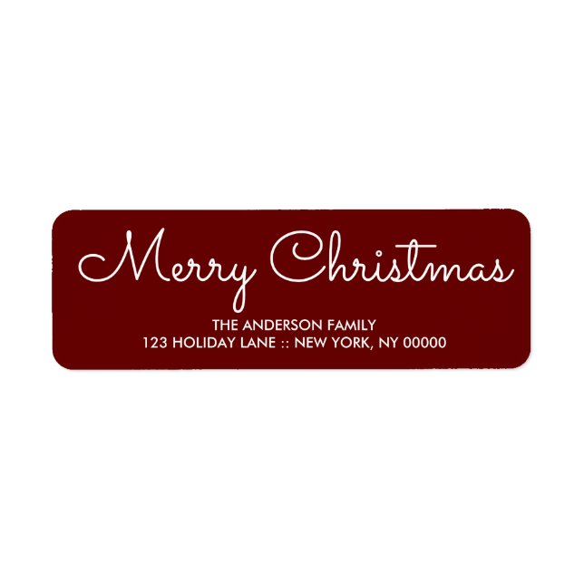Étiquette Élégant rouge Noël Adresse de retour (Devant)