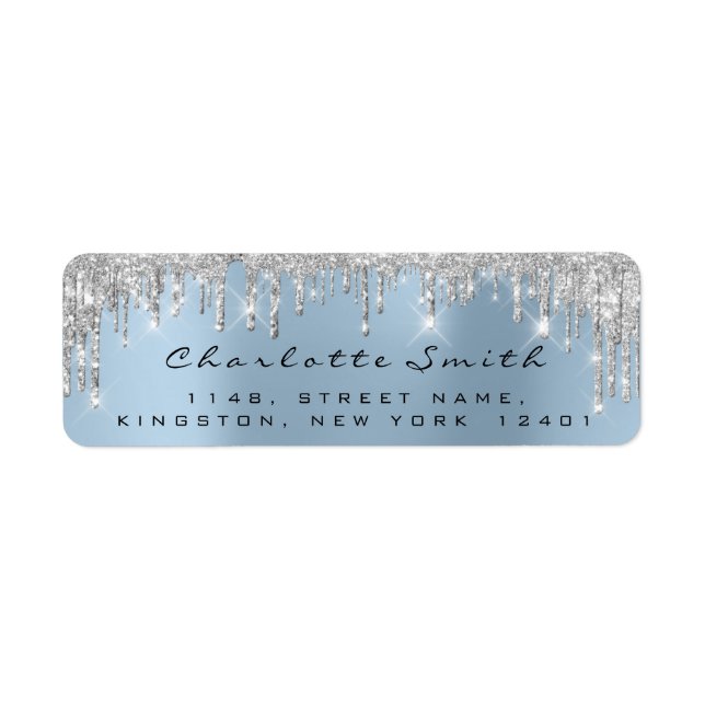 Étiquette Élégant Royal Bleu Bleu Argent gris RSVP (Devant)