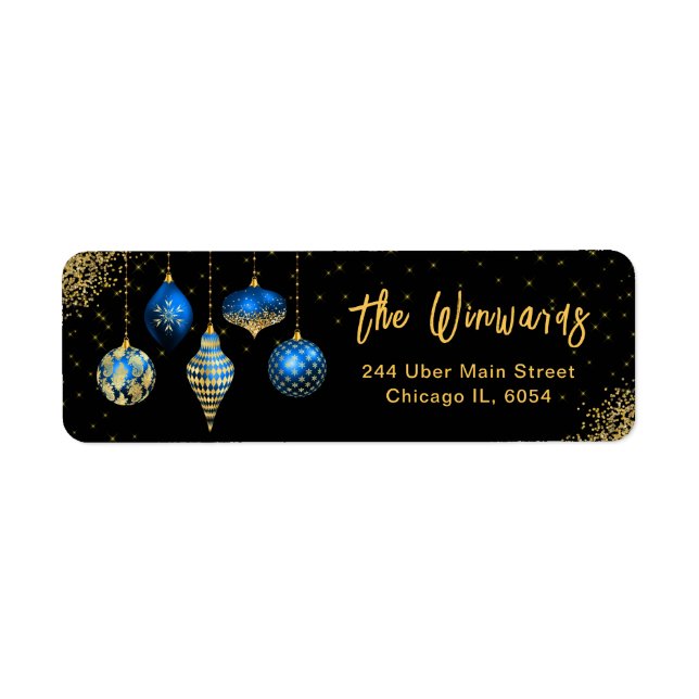 Étiquette Elegant Royal Blue Ornament Christmas (Devant)