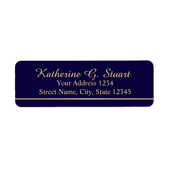 Étiquette Élégant scénario de Navy Blue and Faux Gold Foil (Devant)