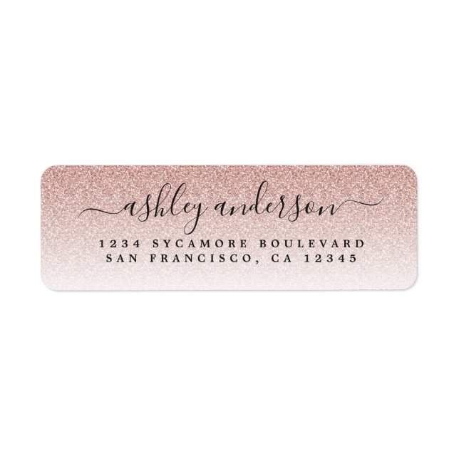 Étiquette Élégant Script Blush Parties scintillant rose Adre (Devant)