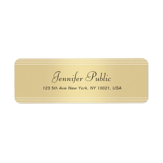 Étiquette Élégant Script Calligraphié Moderne Faux Gold Slee (Devant)
