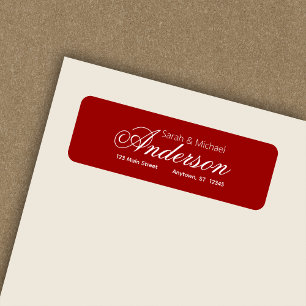 Étiquette Élégant script calligraphique rouge Adresse de ret