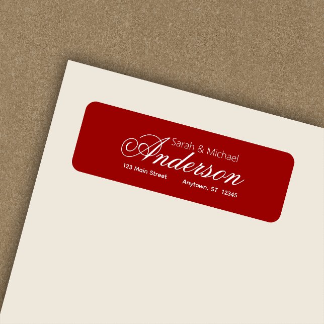 Étiquette Élégant script calligraphique rouge Adresse de ret (Créateur téléchargé)