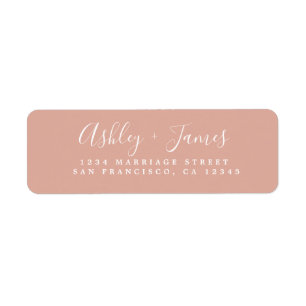 Étiquette Élégant Script Dusty Mariage rose Adresse de retou