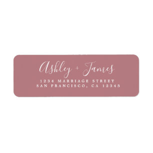 Étiquette Élégant Script Dusty Rose Mariage Adresse de retou