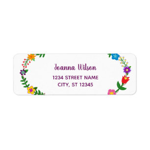 Étiquette Élégant Script Flowers Modern Return Adresse Lab