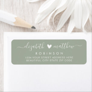 Étiquette Élégant Script Green Mariage Adresse de retour Lab