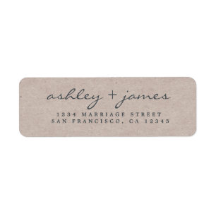 Étiquette Élégant Script Kraft Mariage papier Adresse de ret