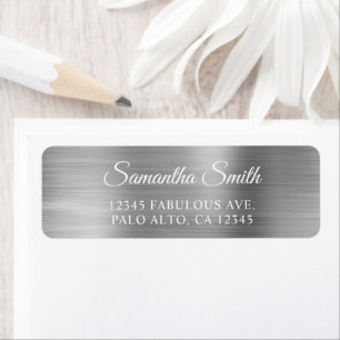 Étiquette Élégant Script Metallic Argent