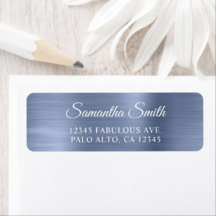Étiquette Élégant Script métallique Dusty Blue