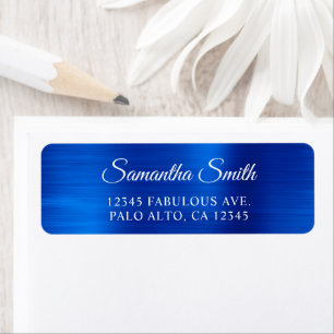 Étiquette Élégant Script métallique Royal Blue