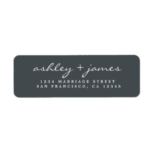 Étiquette Élégant Script noir blanc Mariage Adresse de retou