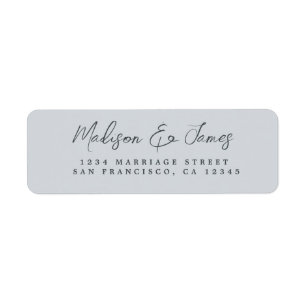 Étiquette Élégant Script Pastel Blue Mariage Adresse de reto