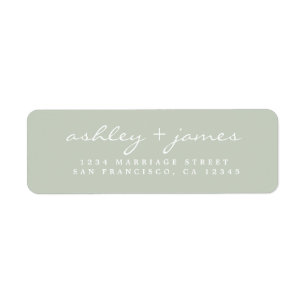 Étiquette Élégant Script Pastel Green Mariage Adresse de ret