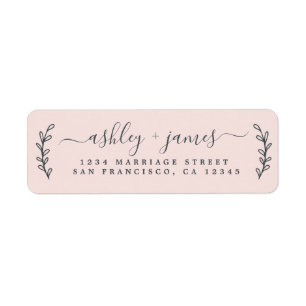 Étiquette Élégant Script Pastel Mariage rose Adresse de reto