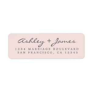 Étiquette Élégant Script Pastel Mariage rose Adresse de reto