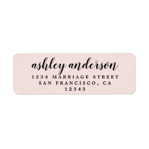 Étiquette Élégant Script personnalisé Pastel Rose Adresse de