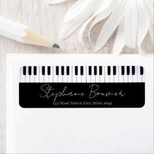 Étiquette Élégant Script Piano Clavier Musique Enseignant Ét