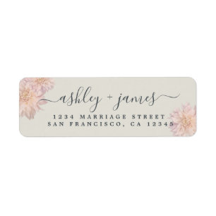 Étiquette Élégant Script rose Floral Mariage Adresse de reto