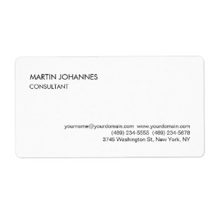 Étiquette Élégant simple Carte de visite noir blanc clair