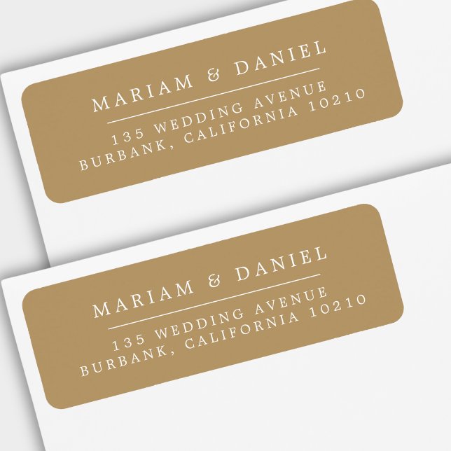 Étiquette Elegant Simple Gold Wedding Return Address (Créateur téléchargé)