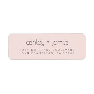 Étiquette Élégant simple Pastel Mariage rose Adresse de reto